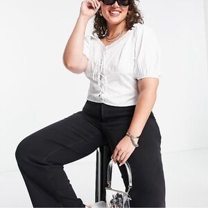 Daisy Street Plus vintage style milkmaid lace trim blouse🤍